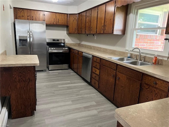 2453 Malden Ave, Norfolk, VA 23518 - kitchen featuring stainless steel appliances, light wood-style floors, light countertops, and baseboard heating