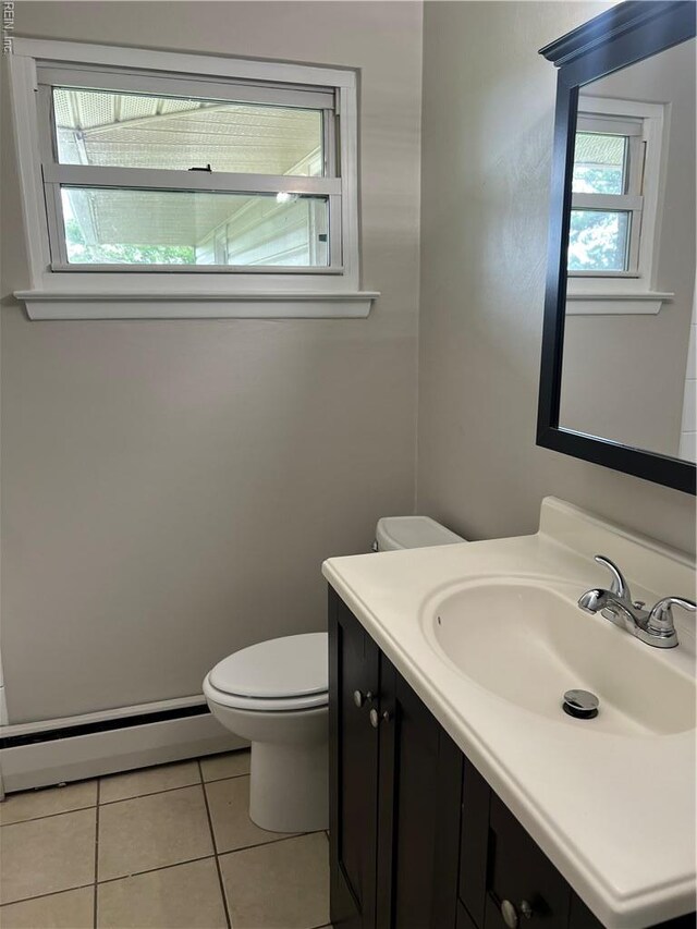 2453 Malden Ave, Norfolk, VA 23518 - half bathroom featuring a baseboard radiator, vanity, and tile patterned flooring