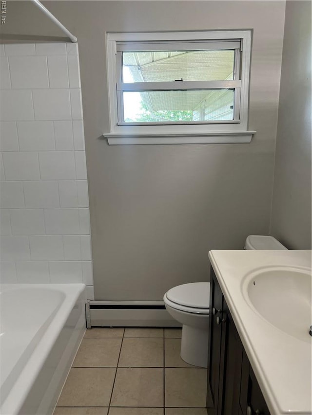 2453 Malden Ave, Norfolk, VA 23518 - full bath featuring a baseboard heating unit, tile patterned floors, vanity, and shower / bathtub combination