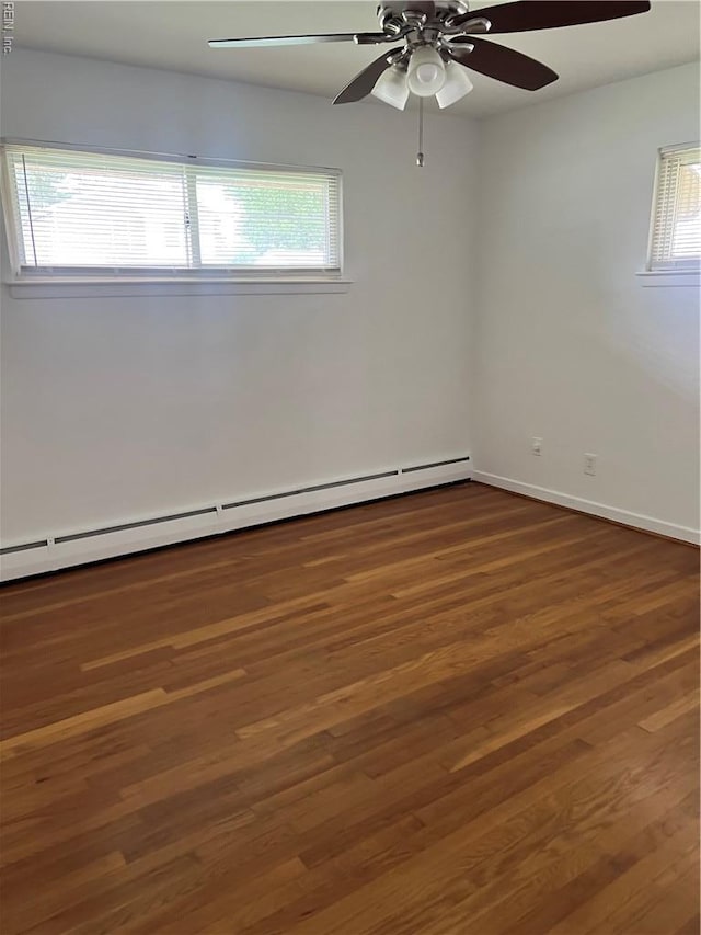 2453 Malden Ave, Norfolk, VA 23518 - empty room featuring a baseboard radiator, a ceiling fan, and wood finished floors