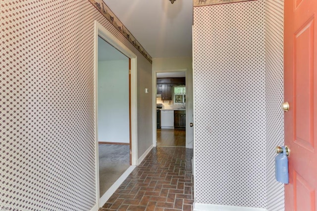 205 Haradd Ln, Williamsburg, VA 23188 - hallway with brick floors