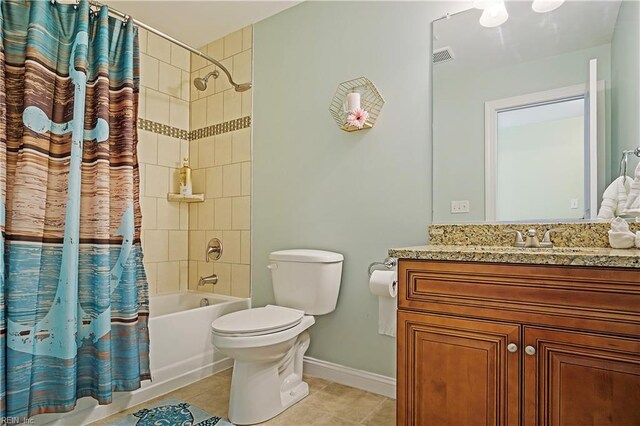3109 Pleasant Ave, Norfolk, VA 23518 - bathroom with shower / bath combination with curtain, vanity, and tile patterned floors