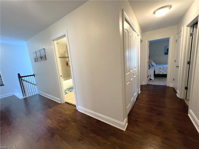 3109 Pleasant Ave, Norfolk, VA 23518 - hall featuring an upstairs landing and dark wood-style flooring