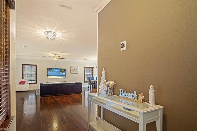 3109 Pleasant Ave, Norfolk, VA 23518 - hall with crown molding and hardwood / wood-style flooring