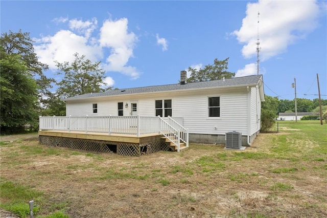 13067 Poor House Rd, Windsor, VA 23487 - back of house with crawl space, a wooden deck, and a yard