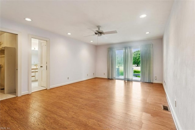 133 Randolphs Grn, Williamsburg, VA 23185 - empty room featuring light wood-type flooring, a ceiling fan, and recessed lighting