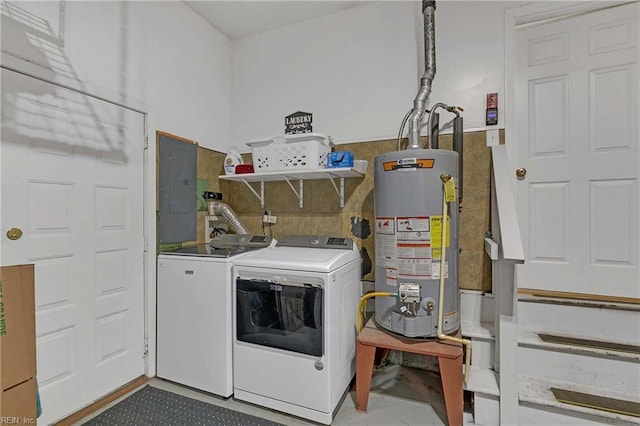 845 Cascade Dr, Newport News, VA 23608 - washroom with water heater, electric panel, and independent washer and dryer