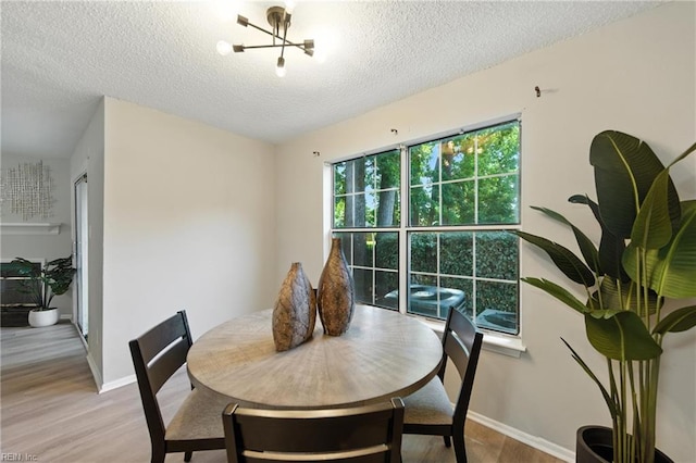 628 Crows Nest Ct Unit 101, Virginia Beach, VA 23462 - dining room with light wood-type flooring, a chandelier, and a textured ceiling