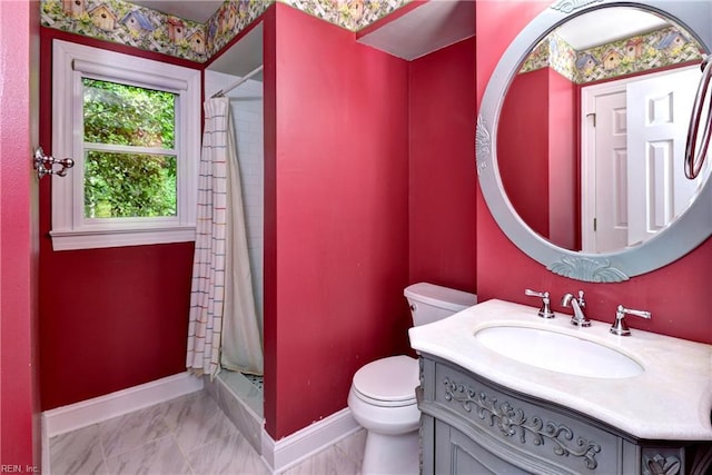 308 Royal Grant Dr, Williamsburg, VA 23185 - bathroom with vanity, curtained shower, and marble look tiles