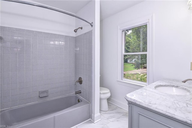 308 Royal Grant Dr, Williamsburg, VA 23185 - bathroom featuring marble finish floors, shower / bathtub combination, and vanity