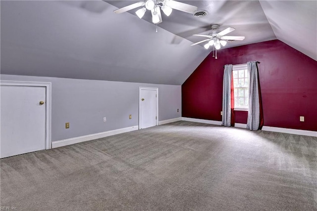 308 Royal Grant Dr, Williamsburg, VA 23185 - additional living space featuring ceiling fan, lofted ceiling, and carpet