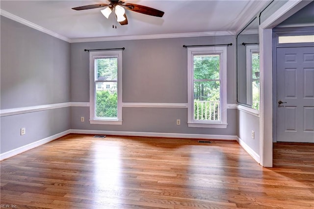 308 Royal Grant Dr, Williamsburg, VA 23185 - empty room with a ceiling fan, wood finished floors, and ornamental molding