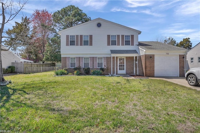 713 Bishop Dr, Virginia Beach, VA 23455 - view of front facade featuring brick siding, a garage, and driveway