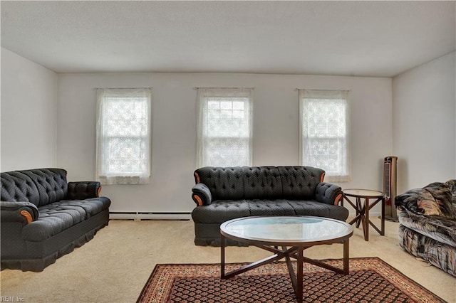 713 Bishop Dr, Virginia Beach, VA 23455 - carpeted living area featuring a baseboard radiator