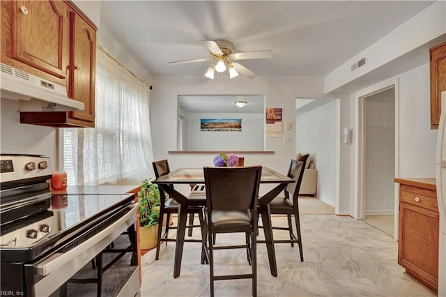 713 Bishop Dr, Virginia Beach, VA 23455 - dining space featuring ceiling fan and light marble finish floors