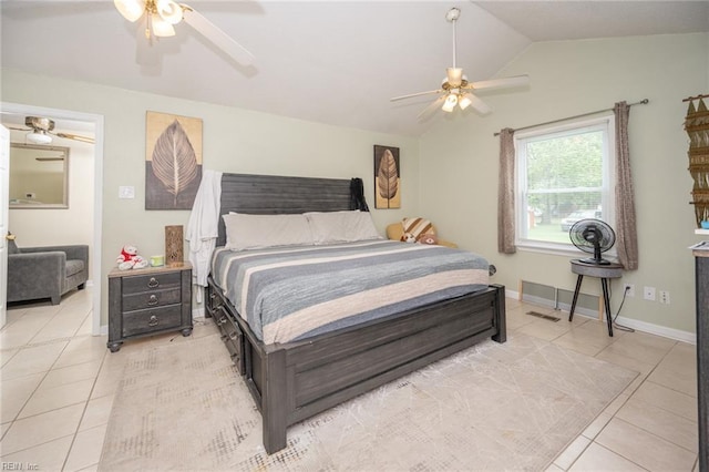 3318 Loam St, Norfolk, VA 23518 - bedroom featuring light tile patterned floors, lofted ceiling, and ceiling fan