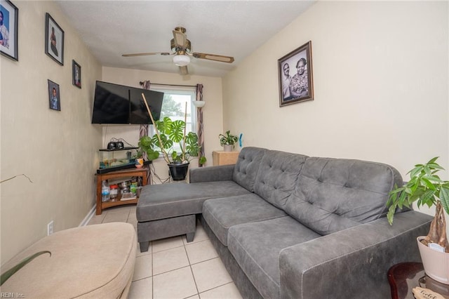 3318 Loam St, Norfolk, VA 23518 - living area with ceiling fan and light tile patterned floors
