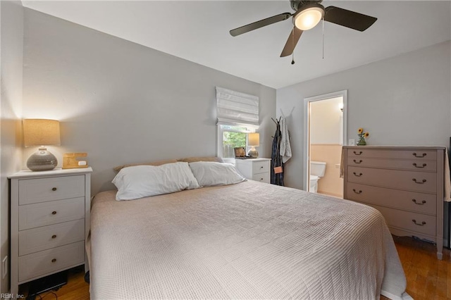 2440 Sir Lance Dr, Chesapeake, VA 23325 - bedroom with wood finished floors, ensuite bath, and a ceiling fan