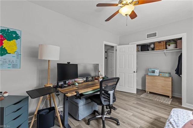 1312 Duncan Ln, Virginia Beach, VA 23455 - office area with ceiling fan and light wood finished floors