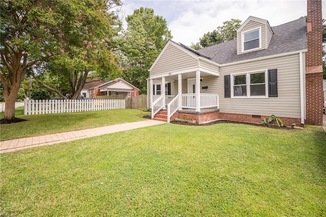 961 Hugo St, Norfolk, VA 23513 - view of front of property with a porch, a shingled roof, crawl space, and a chimney