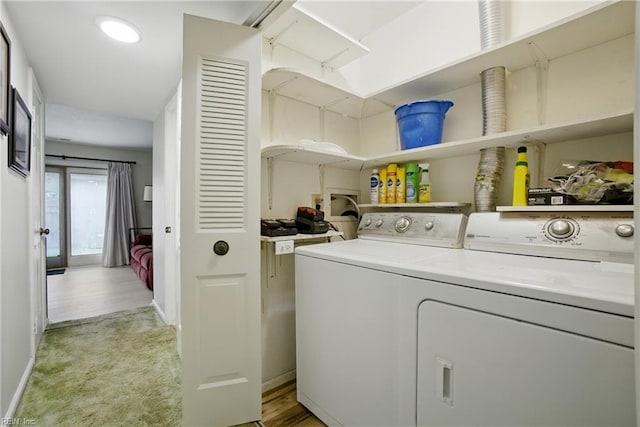 1733 Olde Buckingham Rd, Hampton, VA 23669 - laundry area with independent washer and dryer and light colored carpet