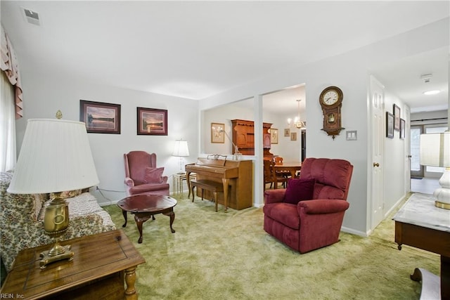 1733 Olde Buckingham Rd, Hampton, VA 23669 - living area featuring carpet and a chandelier