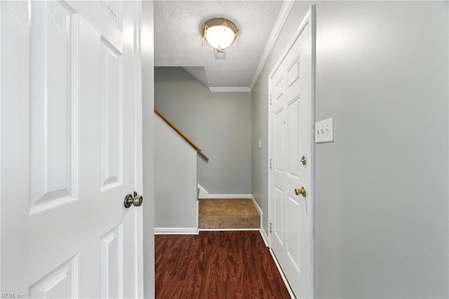 864 Page Pl, Newport News, VA 23608 - entrance foyer with a textured ceiling, ornamental molding, wood finished floors, and stairway