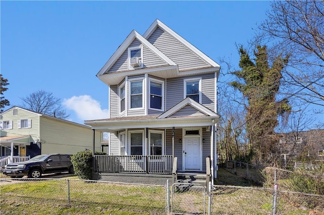1047 26th St, Newport News, VA 23607 - view of front of home featuring covered porch, a fenced front yard, and a gate