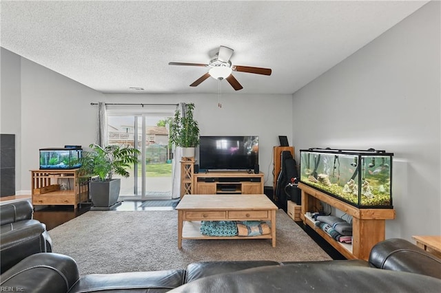 1712 Willwood Ct, Virginia Beach, VA 23464 - living area featuring a ceiling fan and a textured ceiling