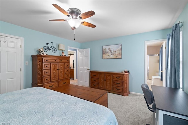 301 Ashland Ct, Newport News, VA 23606 - bedroom with carpet flooring, a ceiling fan, and ensuite bath