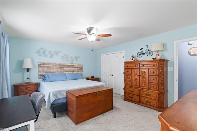 301 Ashland Ct, Newport News, VA 23606 - bedroom featuring light carpet, a closet, and ceiling fan