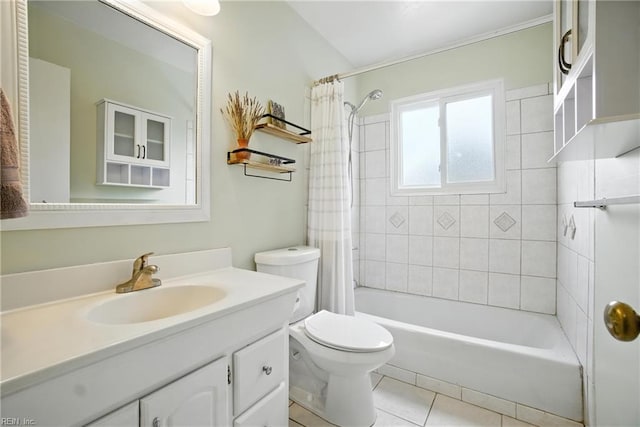 608 Woodbine Ln, Virginia Beach, VA 23452 - full bathroom with vanity, shower / bath combo with shower curtain, and tile patterned flooring