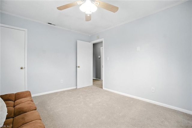 608 Woodbine Ln, Virginia Beach, VA 23452 - living room featuring carpet flooring, a ceiling fan, and ornamental molding