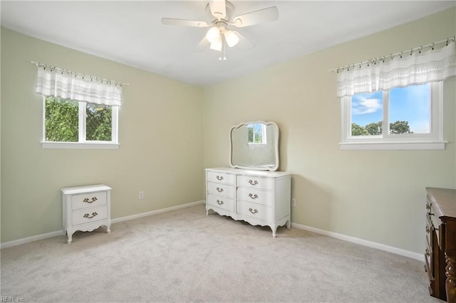 608 Woodbine Ln, Virginia Beach, VA 23452 - bedroom with multiple windows, light carpet, and ceiling fan