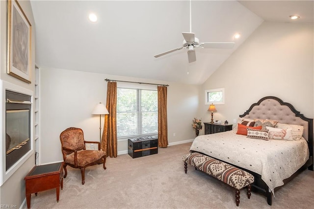 3516 Colmar Quarter Quarter, Norfolk, VA 23509 - bedroom featuring vaulted ceiling, light carpet, recessed lighting, and ceiling fan