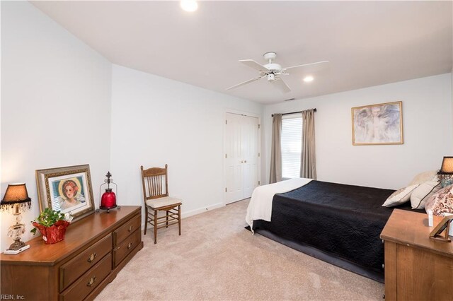 3516 Colmar Quarter Quarter, Norfolk, VA 23509 - bedroom with light carpet, recessed lighting, and ceiling fan