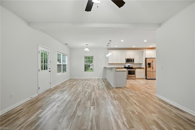 3005 Overbrook Ave, Norfolk, VA 23513 - unfurnished living room featuring light wood-style flooring, ceiling fan, and recessed lighting