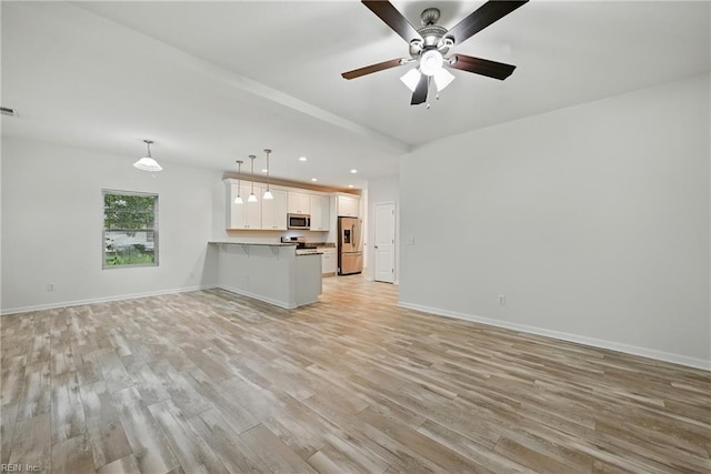 3005 Overbrook Ave, Norfolk, VA 23513 - unfurnished living room featuring light wood finished floors, ceiling fan, and recessed lighting