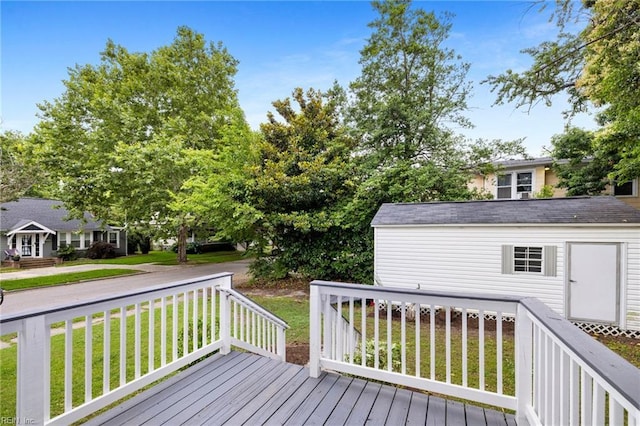 1718 Fontainebleau Cres, Norfolk, VA 23509 - wooden deck with a yard and an outdoor structure