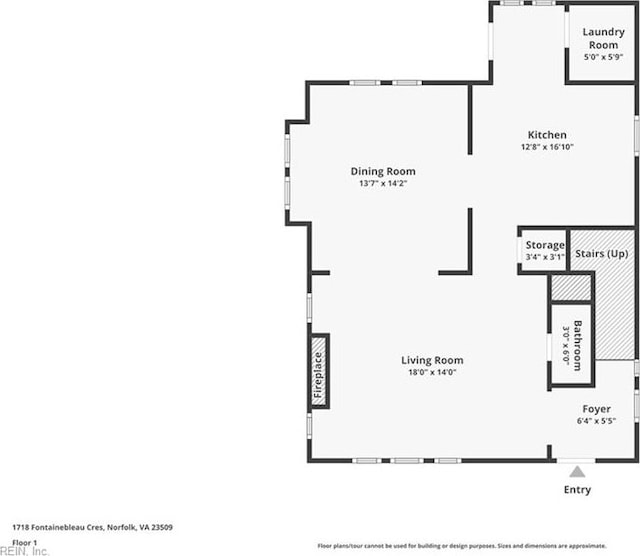 1718 Fontainebleau Cres, Norfolk, VA 23509 - view of room layout