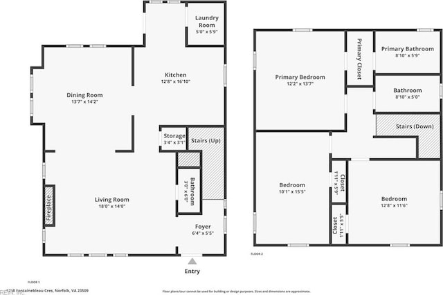 1718 Fontainebleau Cres, Norfolk, VA 23509 - view of property floor plan