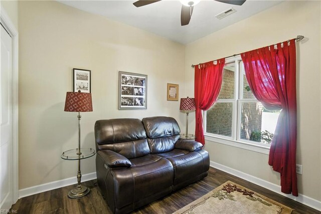 609 Trumpet Ct, Chesapeake, VA 23323 - sitting room with ceiling fan and wood finished floors