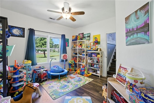 609 Trumpet Ct, Chesapeake, VA 23323 - game room with ceiling fan and wood finished floors