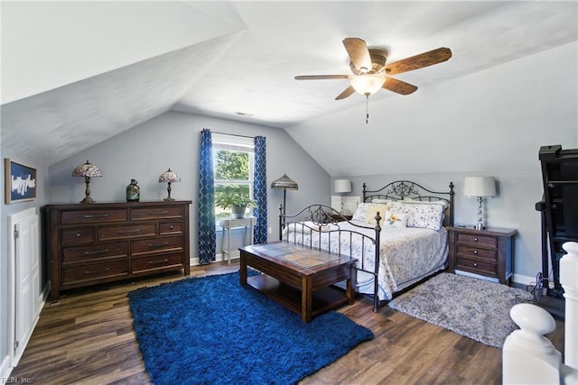 609 Trumpet Ct, Chesapeake, VA 23323 - bedroom featuring wood finished floors, lofted ceiling, and ceiling fan