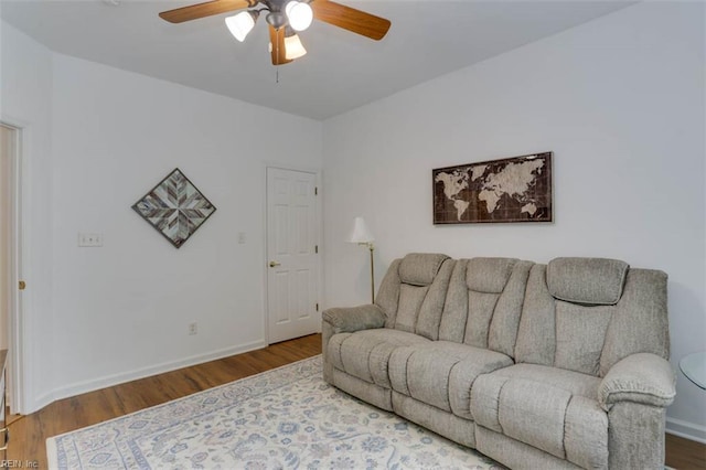 1004 Rustads Cir, Williamsburg, VA 23188 - living room featuring ceiling fan and wood finished floors