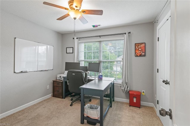 308 Queen Ct, Smithfield, VA 23430 - office area featuring ceiling fan and light colored carpet