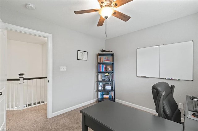 308 Queen Ct, Smithfield, VA 23430 - carpeted home office with a ceiling fan and baseboards