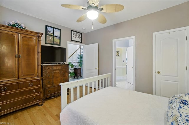 3644 Brannon Dr, Virginia Beach, VA 23456 - bedroom with light wood-style floors, ensuite bathroom, and a ceiling fan