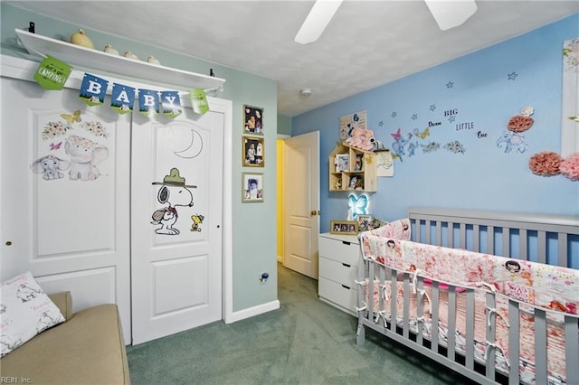 3644 Brannon Dr, Virginia Beach, VA 23456 - carpeted bedroom with a nursery area and a ceiling fan