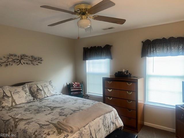 203 Lentz Pl, Newport News, VA 23602 - bedroom featuring a ceiling fan and carpet flooring